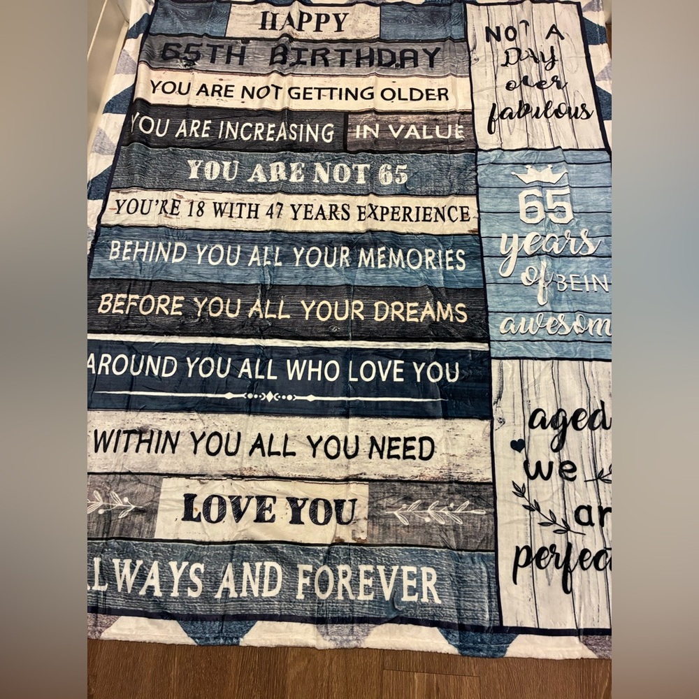 Blue and White Birthday Blanket
